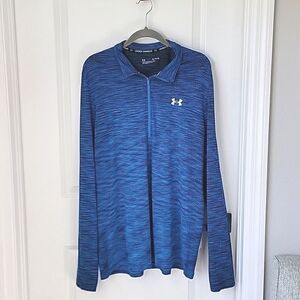 Under Armour Blue Black Fitted Long Sleeve Pullover Zip Jacket  - Size XL